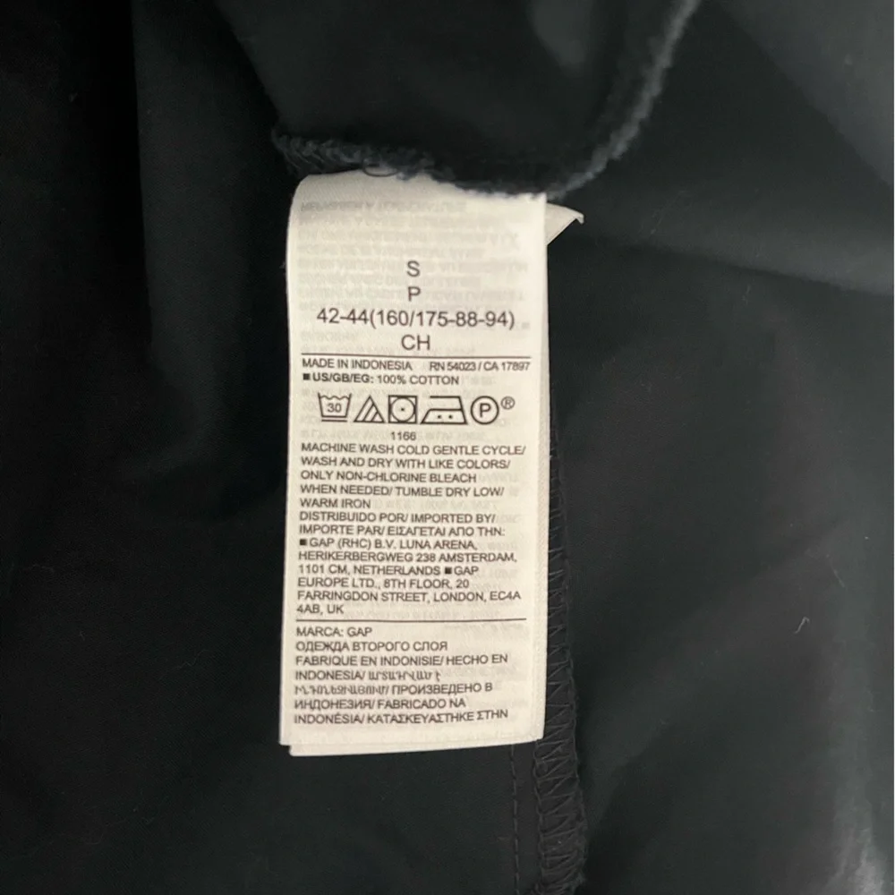 GAP Black Short Sleeve Mini Dress with Tie Waist and Collar - Picture 5 of 6